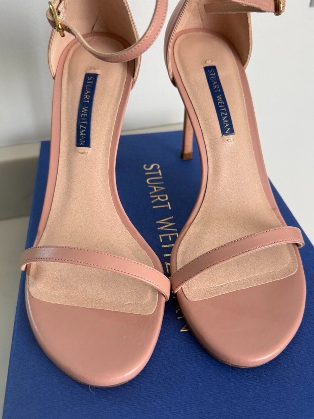 Stuart Weitzman Nudistsong in Buff Pink Blush Heels Sandals